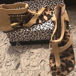 Thong Flat Sandals with Beaded Accents